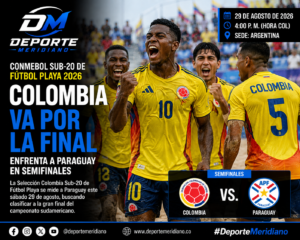 La Selección Colombia Sub-20 de Fútbol Playa enfrenta este sábado a Paraguay por un cupo en la final del campeonato sudamericano.