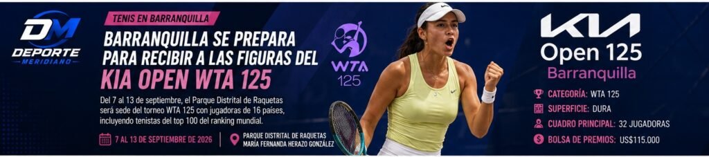 Barranquilla recibirá en septiembre el Kia Open WTA 125, torneo internacional que tendrá un cuadro principal de 32 jugadoras y una bolsa de premios de 115.000 dólares. Imagen: Deporte Meridiano.