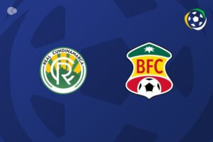Escudos de Barranquilla FC y Real Cundinamarca para la previa del partido del Torneo BetPlay.