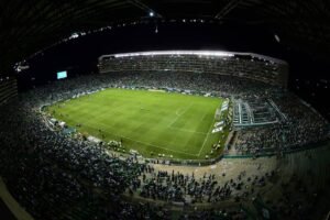 Vista real del Estadio Deportivo Cali en Palmira fotografiado en 2024, imagen de archivo