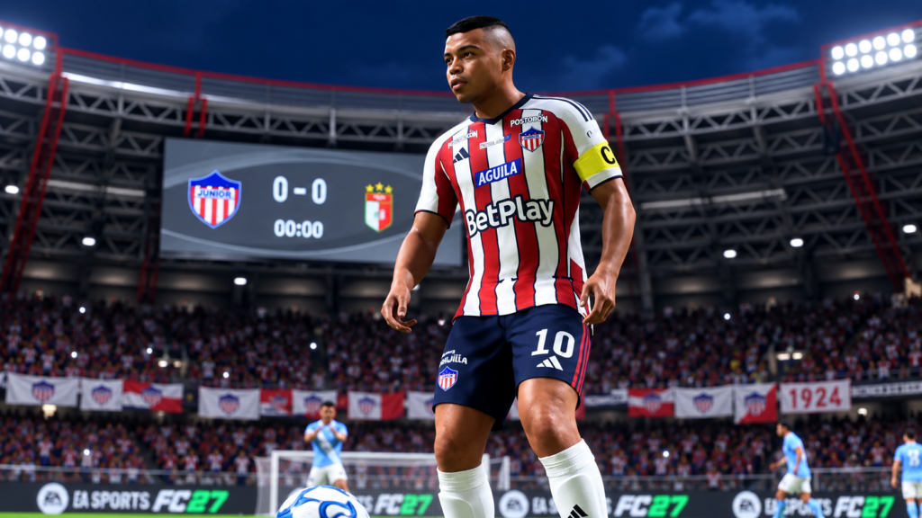 Luis Fernando Muriel con la camiseta de Junior de Barranquilla en la presentación de EA SPORTS FC 27.