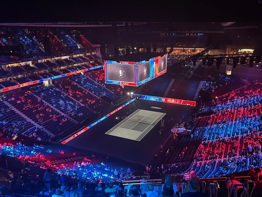 Vista real de la Laver Cup 2026 en el O2 Arena de Londres, tomada el 26 de septiembre