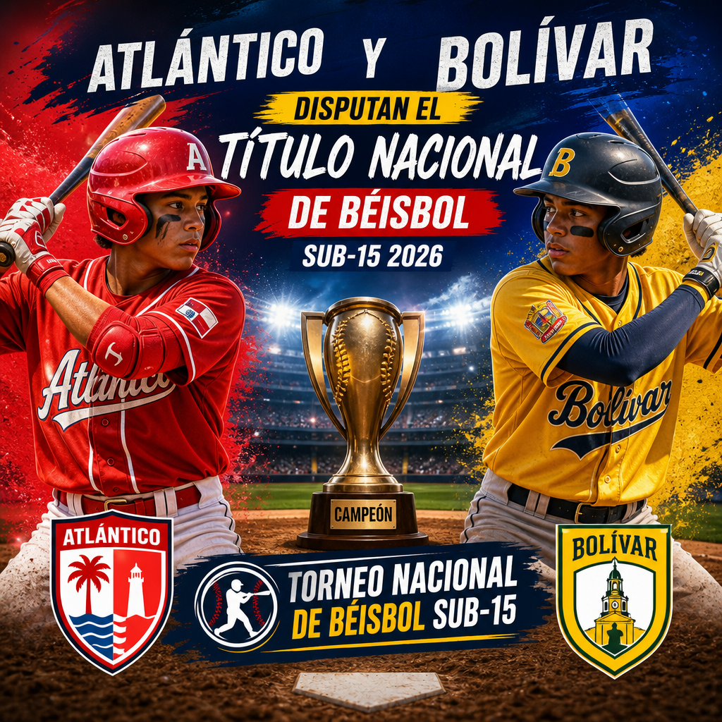 Atlántico y Bolívar se enfrentan en la final del Torneo Nacional de Béisbol Sub-15 en el estadio Édgar Rentería.