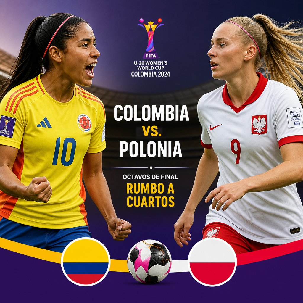 Colombia y Polonia se enfrentan en los octavos del Mundial Sub-20 femenino por un lugar en cuartos.