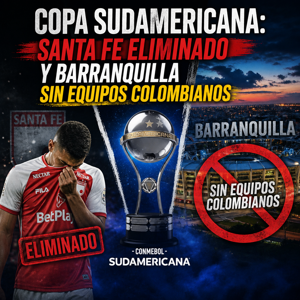 Gráfico de la Copa Sudamericana anuncia la eliminación de Santa Fe y una final en Barranquilla sin equipos colombianos.
