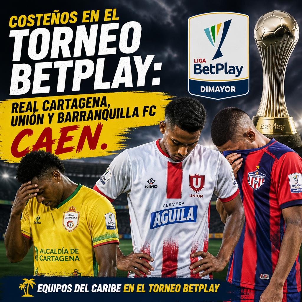 Equipos del Caribe en el Torneo BetPlay: Real Cartagena, Unión Magdalena y Barranquilla FC.