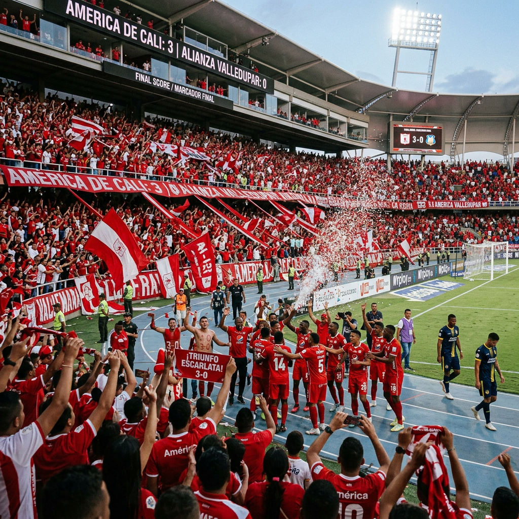 victoria 3-0 del América de Cali sobre Alianza Valledupar.