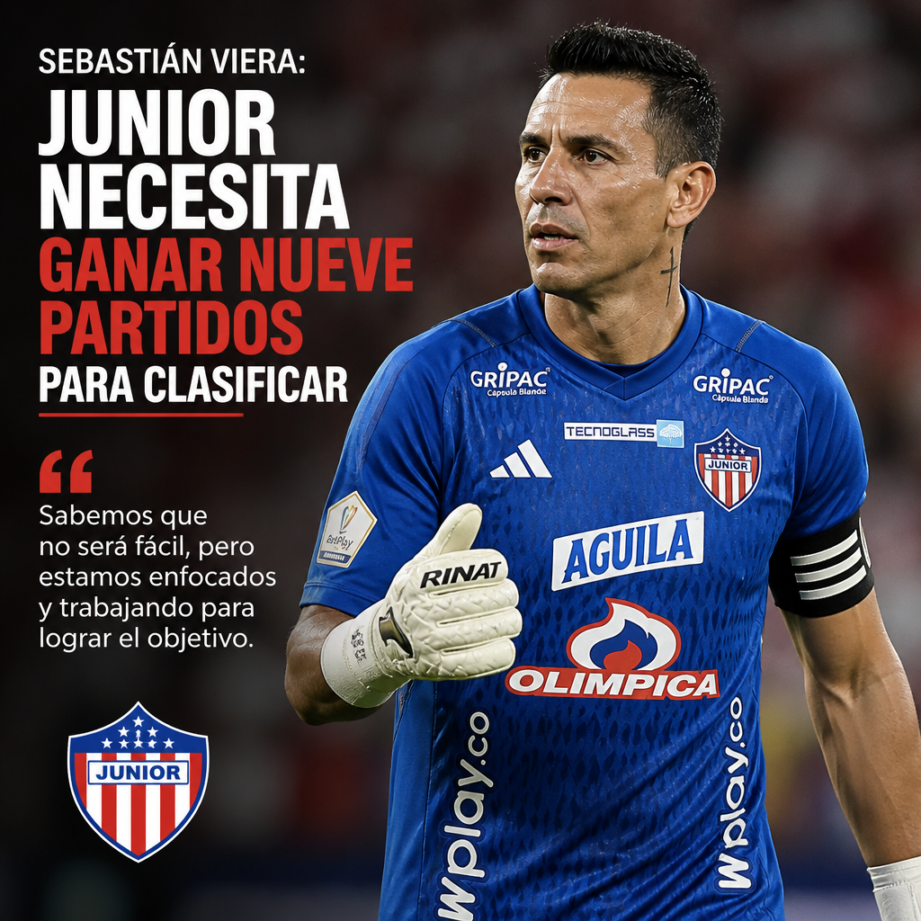 Sebasti&aacute;n Viera, arquero de Junior FC, durante una conferencia sobre la clasificaci&oacute;n en la Liga BetPlay.
