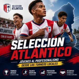 Jóvenes futbolistas de la Selección Atlántico entrenan en una cancha local rumbo al profesionalismo.