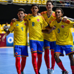 Selección Colombia Sub-20 de futsal celebra durante el Sudamericano 2026