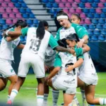 Jugadoras de Deportivo Cali celebran durante la fase de grupos de la Copa Libertadores Femenina 2026; imagen de apoyo para la previa ante Olimpia.
