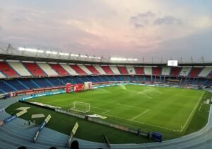 Vista exterior del estadio Metropolitano Roberto Meléndez de Barranquilla en marzo de 2021