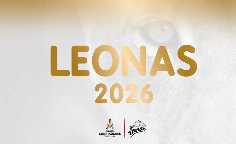 Pieza gráfica oficial Leonas 2026 de Independiente Santa Fe para la Libertadores femenina.