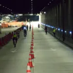 Ciclistas participan en una ciclovía en Parques del Río, Medellín, en 2019.