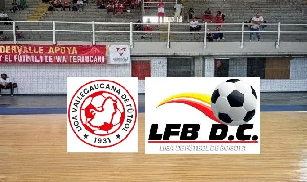 Escudos de Valle y Bogotá y el Coliseo Mariano Ramos de Cali para la final femenina Sub-17 de fútbol sala 2026. Imagen: DXT Capital / JotaVe Futbolero.