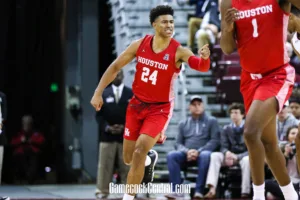 Quentin Grimes con Houston en diciembre de 2019. Foto de archivo: Katie Dugan / Gamecock Central, vía Wikimedia Commons, CC BY 2.0. No corresponde a su etapa en los Lakers.