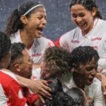 Jugadoras de Independiente Santa Fe en la Libertadores Femenina 2026. Foto: @LeonasSantaFe.
